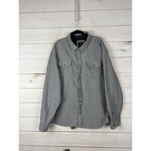 PrAna Shirt Mens 2XL Gray Organic Cotton Herringbone Flannel Button Up Casual